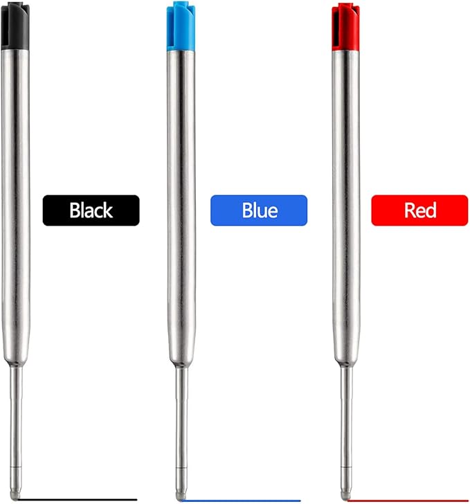 HeTaoCat Black Ink Refill Pack of 5, Replaceable Ballpoint Pen Refills, Medium Point Metal Refil (Black)