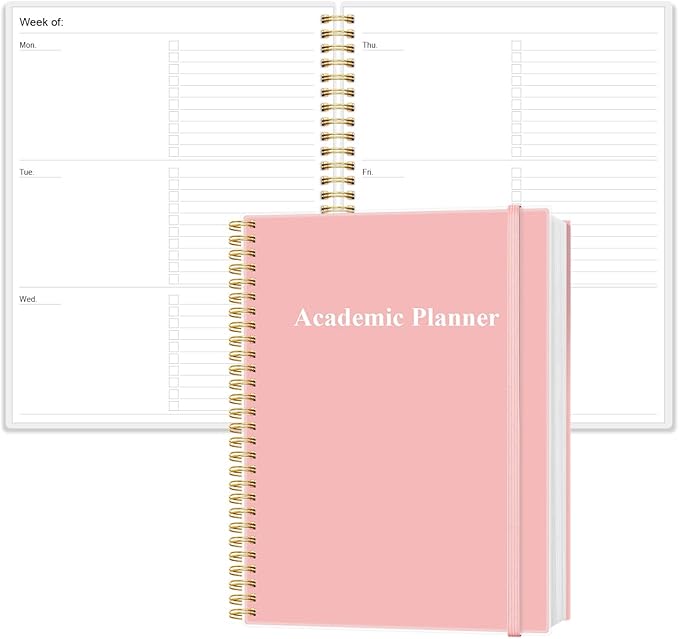 Academic Planner for 2026 or Anytime - 8.5" x 11" Undated Weekly Student Planner For Homeschool, High School, College & Nursing Students, 200 Pages, Pink