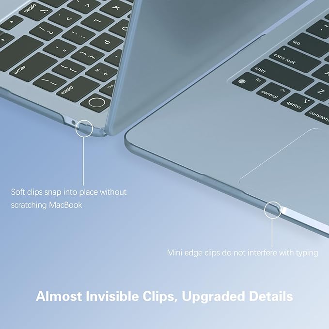 KEROM SkyBlue Case for MacBook Air 15 inch 2025 2024 2023 M4 M3 M2 A3241 A3114 A2941, MacBook Air M4 15 inch Case, Frosted Matte Plastic Hard Shell & Keyboard Cover for Mac Air 15, Sky Blue Clear