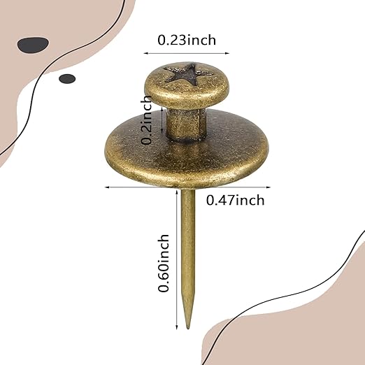 Push Pins Picture Hangers Double Headed Thumb Tacks Wall Hooks for Wall Hangings Picture Hangers Nails Small Photo Hanging Hook Pins for Home Office Photo Decor(Bronze,80 Pieces)