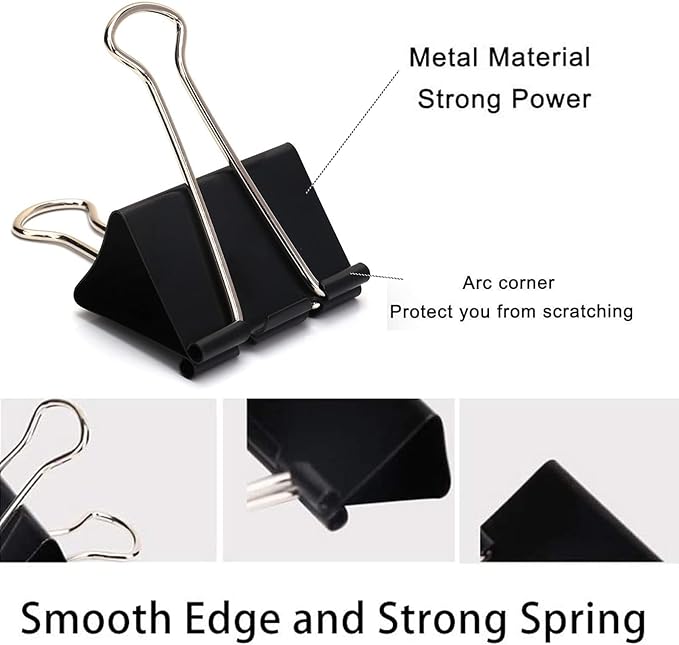 Extra Large Binder Clips 2.4 Inch, 30 Pack Upgrade Big Clips Paper Clamps for Office and Home Supplies