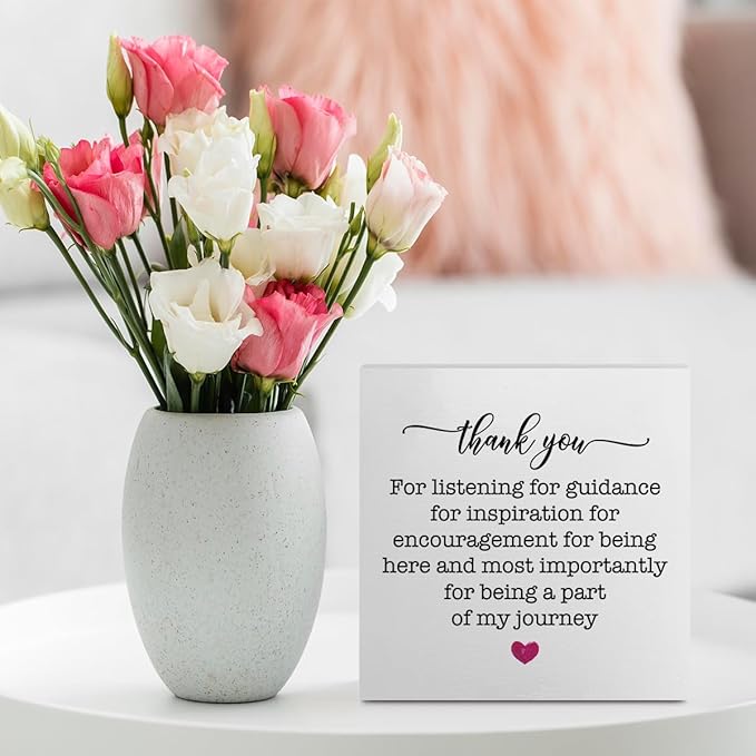 Inspirational Thank You Gifts Office Supplies Rustic Desk Decor for Teacher Boss White Wooden Box Sign Positive Retirement Gifts Farmhouse Wood Plaque Coworker Leaving Gifts Home Shelf Decorations