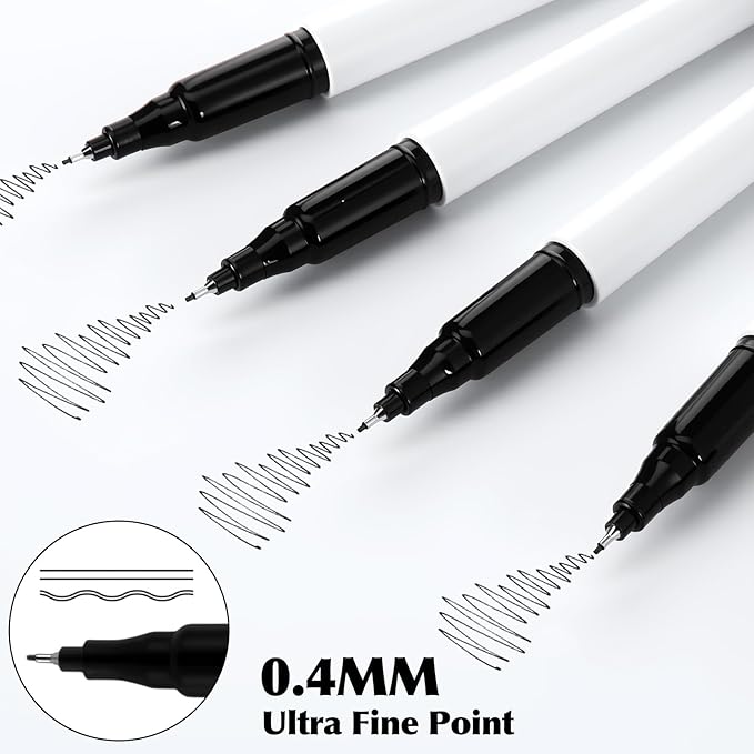 200 Pack 0.4mm Ultra Fine Point Permanent Marker Bulk, Fine Tip Permanent Markers Set, Quick Dry, Waterproof, Durable, Works on Paper, Glass, Ceramic, Plastic, Wood, Rock, Metal (Black)