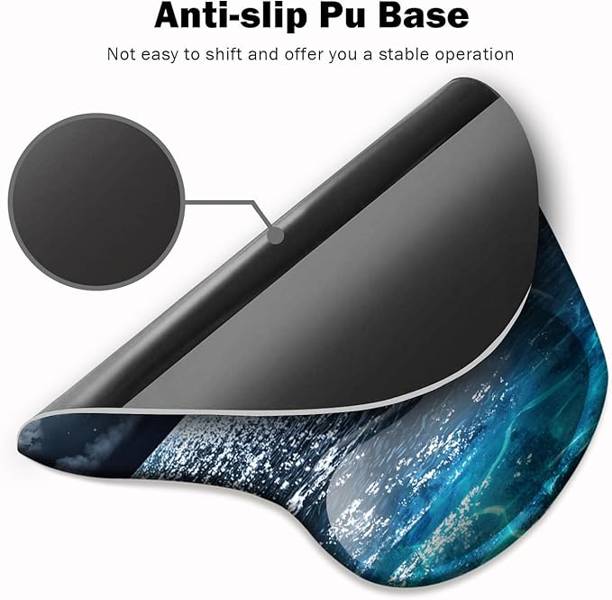 DOOKE Ergonomic Mouse Pad with Wrist Support and Coaster,Mouse Pads with Non-Slip PU Base for Home Office Working Studying Easy Typing & Pain Relief Moonlight