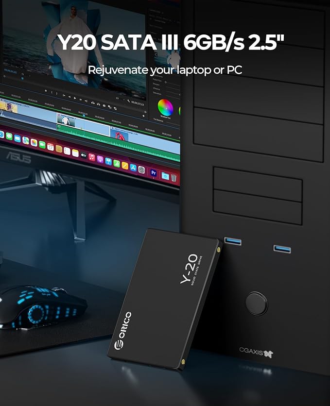 ORICO 1TB SATA SSD 2.5 Inch Internal Solid State Drive, Read Speed up to 500MB/s, SATA III 6Gbps for Desktop Laptop NAS DIY External Drive - Y20