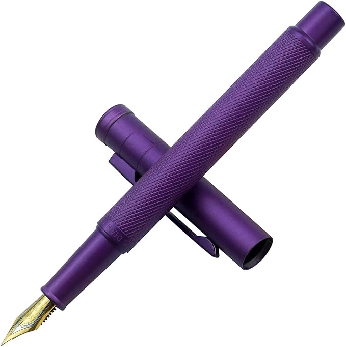 Asvine Purple Forest Fountain Pen Fine Nib Classic Design with Converter and Metal Pen Case Set