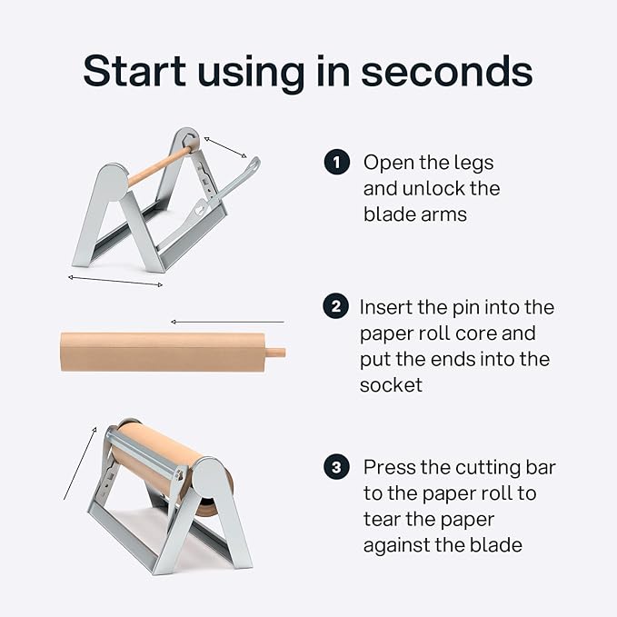 Kenley Butcher Paper Dispenser - Large Holder and Cutter for Wrapping Butcher Craft Freezer Paper Roll - Wall Mount or Tabletop - Carbon Steel Non-Slip Cutter with Serrated Blade (24-Inch)