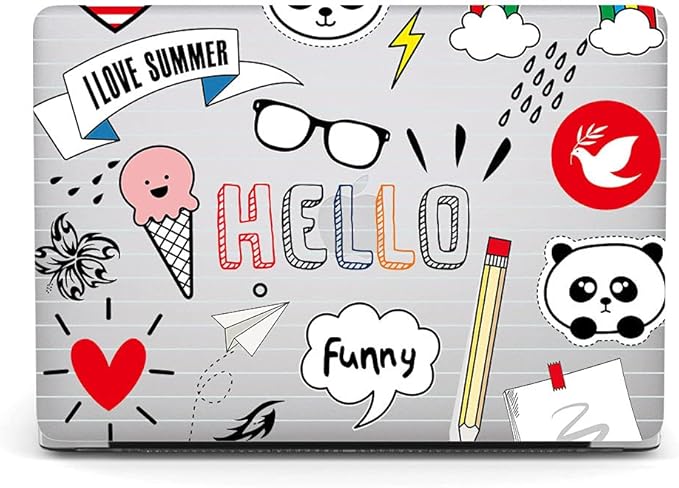 Protective Case Compatible with MacBook Pro 14 Inch 2021 M1 Pro/Max Model A2442, Plastic Laptop Hard Shell Case with Keyboard Cover Skin for MacBook Pro 14'' with Touch ID - Funny Summer