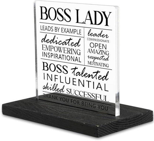 Thank You Appreciation Gifts for Boss Lady, Boss Lady gifts for Women, Inspirational Positive Gifts for Female Boss Lady Leader, Boss Lady Birthday Boss Day Gift office Decorative Signs-DX336