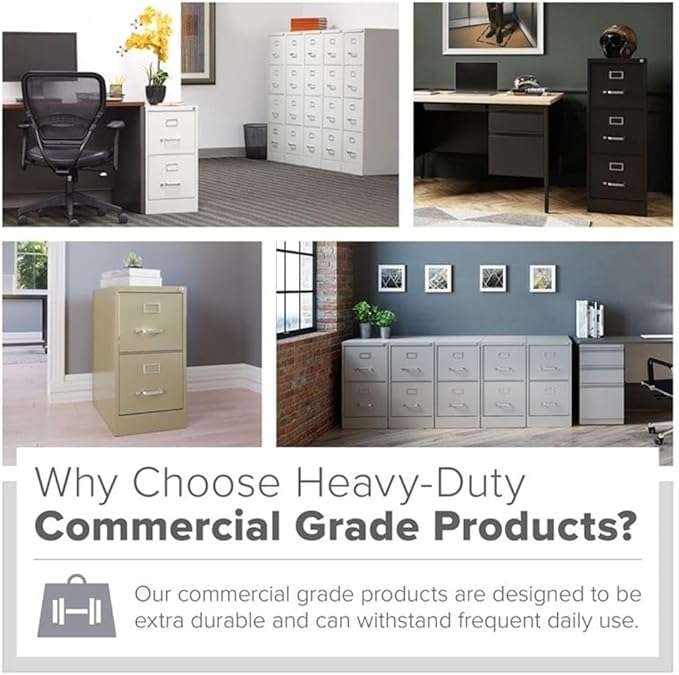 Scranton & Co 4 Drawer Metal Vertical File Cabinet with Lock, 22" Deep, Letter Size, Home/Office, Preassembled, Commercial Grade, Black Finish