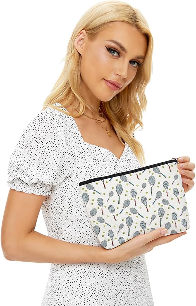 6 PCs Tennis Gifts, Inspirational Tennis Makeup Bag, Tennis Accessories Tennis Gift Cosmetic Bag Toiletry Bag, Tennis Player Graduation Birthday Gifts for Women Girls Tennis Lovers Sister Tennis Fans