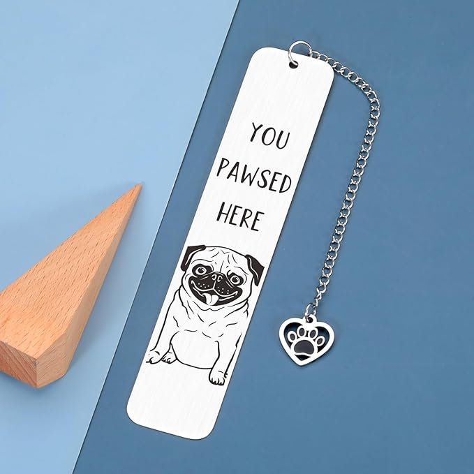 Pug Gifts for Pug Lovers, Dog Lovers Gifts for Women, Dog Bookmark, Book Club Dog Themed Gifts for Readers Book Lovers Women, Dog Mom Gifts for Women, Book Marks for Reading Women Men, Bookish Gifts