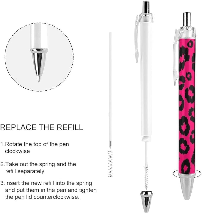 Womens Smooth Writing Pens, Cute Retractable Ballpoint Pens with Black Ink, Cheetah Pink Leopard Print Ball Point Pen Stationary for Teacher Writer, 0.5mm, 2 Pcs