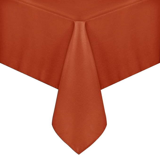 sancua Fall Tablecloth Rectangle - 60 x 84 Inch Burnt Orange - Stain and Wrinkle Resistant Polyester Fabric Table Cloth, Thanksgiving Table Cover for Dining Buffet Parties, Rust, Pumpkin Orange