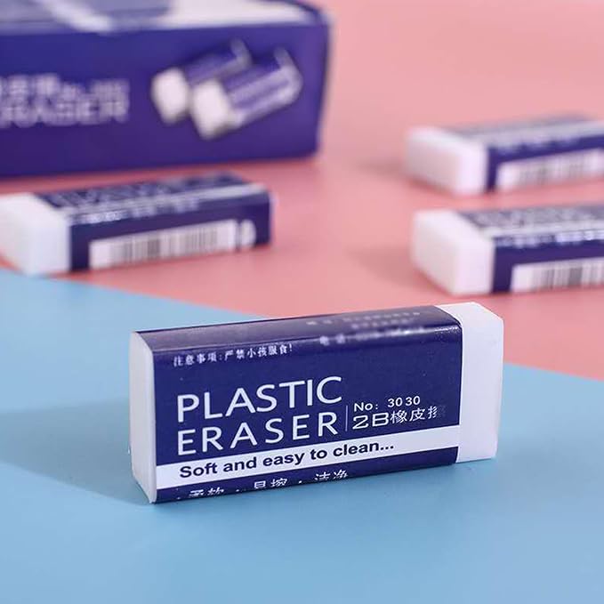 Dreamm White Erasers 6 Pack Pencil Erasers White Erasers for Kids Bulk for Students School Supplies Office Prize Gifts (White 6 Pcs)