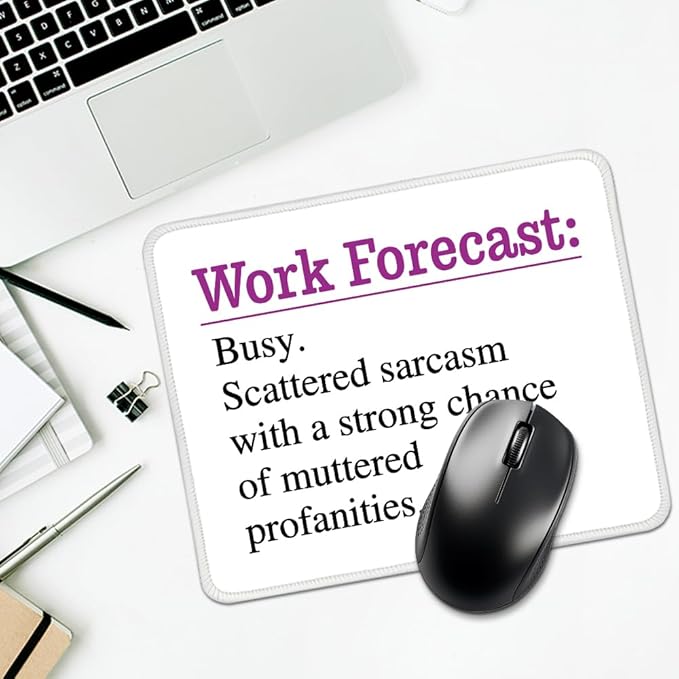 Work Forecast Rectangular Mouse Pad, Funny Sarcastic Mouse Pad Gifts for Teacher Colleague Coworker, Work Gifts for Coworker, New Job Gifts for Intern, Funny Office Gifts for Coworkers