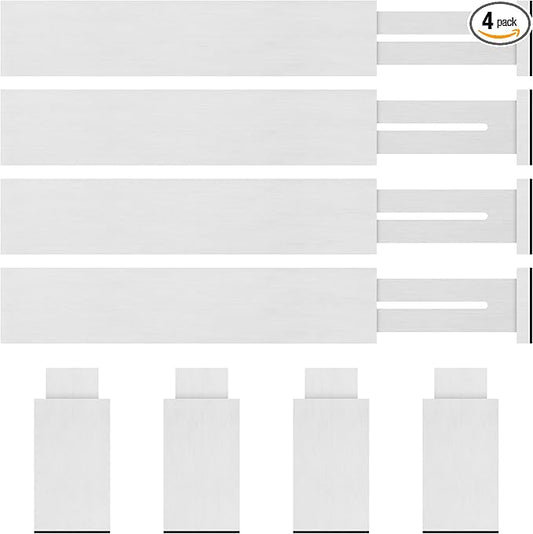 Bamboo Drawer Dividers Organizer with Inserts, Expandable from 12.5-21.7", Adjustable Drawer Organizer Separators for Utensils, Dresser, Bedroom, Bathroom, Closet, Clothing, Office (White)