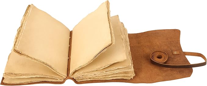 Handmade Leather Journal | Writing Notebook Diary | Bound Daily Notepad For Men & Women Unlined Paper Medium, writing pad for artist, sketch