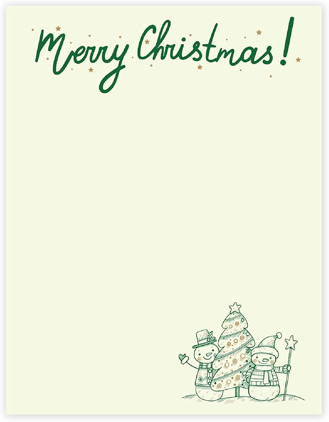 easykart labels Christmas Stationery Paper Letterhead Sheets 60 Pack Holiday Xmas Theme Design For Writing Letters Computer Office Notes & Printing Supplies Size 8.5" X 11"