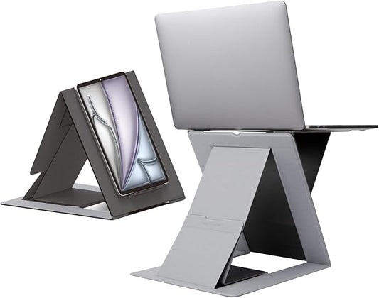 MOFT Folding Laptop Stand Lap Desk, Portable & Mini Computer Stand Laptop Desk for Travel and Home Office, Ergonomic Design with Adjustable Viewing Angles, Lightweight Computer Cooling Riser, Gray