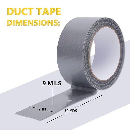 Duct Tape Heavy Duty Waterproof, 30 Yards x 2 Inch, 12 Roll Pack Duct Tape Bulk, Strong, All-Weather, No Residue, Silver