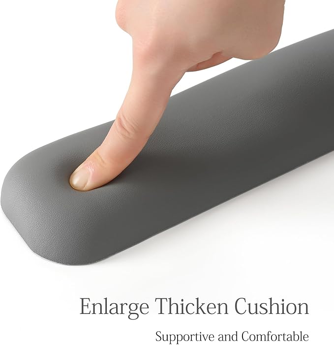 UnivoColors Design-Wave Keyboard Wrist Rest, Artificial Sheepskin+Memory Foam+Ergonomic+Anti-Slip Gel, Resilience Support During Work and Gaming,Keyboard Accessory,Grey