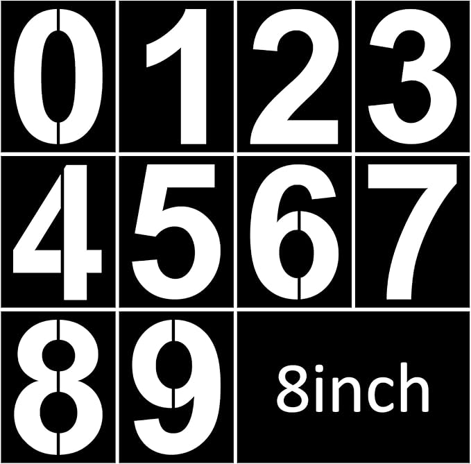 8 Inch Plastic Number Stencils - Reusable Digital Painting Templates for Cake Decorating