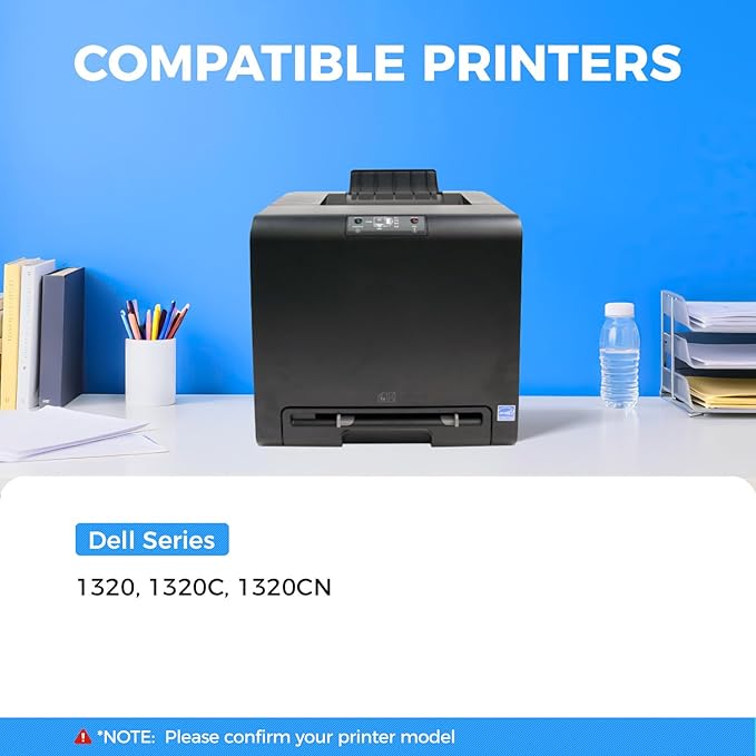 1320 1320C 1320CN Toner Cartridge Set 4-Pack Replacement for Dell 1320C 310-9058 310-9060 310-9062 310-9064 KU052 KU053 KU054 KU055 Toner Compatible with Dell Color 1320 1320C 1320CN Laser Printer Ink