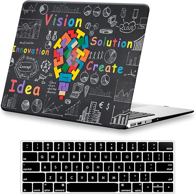 KEROM Compatible with MacBook Air 13 inch Case 2021 2020 2019 2018 Release M1 A2337 A2179 A1932, Protective Plastic Hard Shell Case & Keyboard Cover, Has Logo Cutout, Light Bulb