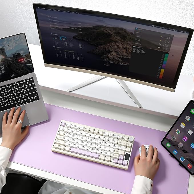 YUNZII AL80 Wireless Mechanical Keyboard,Full Aluminum CNC, Smart LCD Display,Hot Swappable Gasket Mount 75% Layout with Knob,BT/2.4G/USB-C,QMK/VIA Support for Win/Mac (Beige, Cocoa Cream V2 Switch)