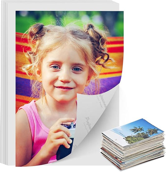 Photo Paper Single-Sided High Gloss,8x11.5 Inch, Pack of 20 Sheets, 200 g/㎡, White，Fits for Thermal Sublimation, Inkjet, laser and photo Printers, No Color Difference
