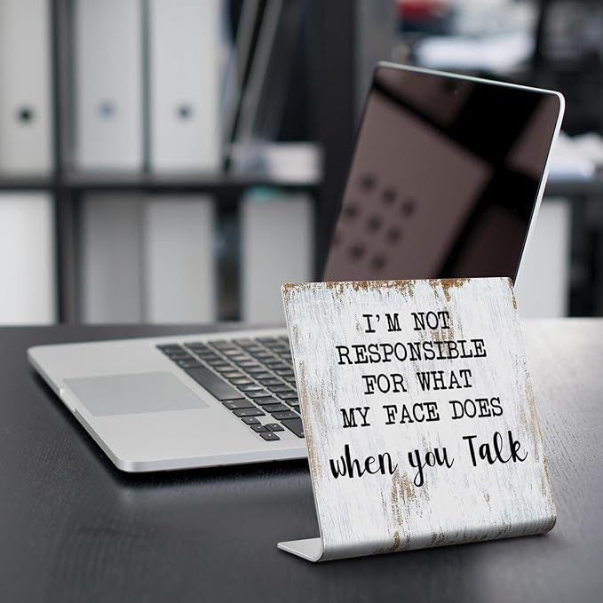 Funny Desk Signs for Work Office, I’m Not Responsible for What My Face Does When You Talk Sign,Office Desk for Colleague Coworker Work bestie Friend, Office Humor Decor Sign Plaque XB286