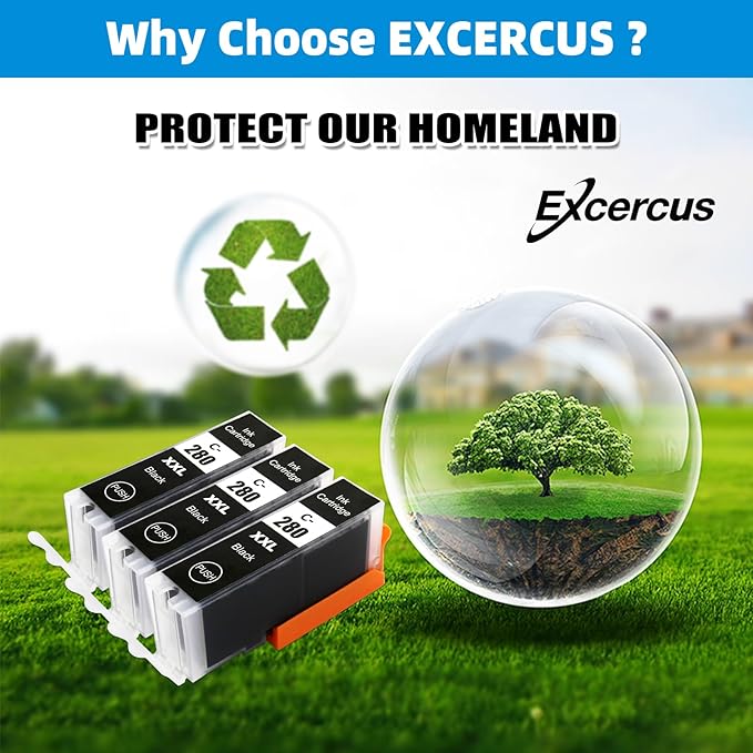 Compatible Ink Cartridge Replacement for for Canon pg280 bk PGI-280 PGI-280XXL BK Black Ink TankWorks for PIXMA TR7520 TR8520 TR8620 TS6120 TS6320 TS8220 TR8622 TS9120 Printers（3Pack）