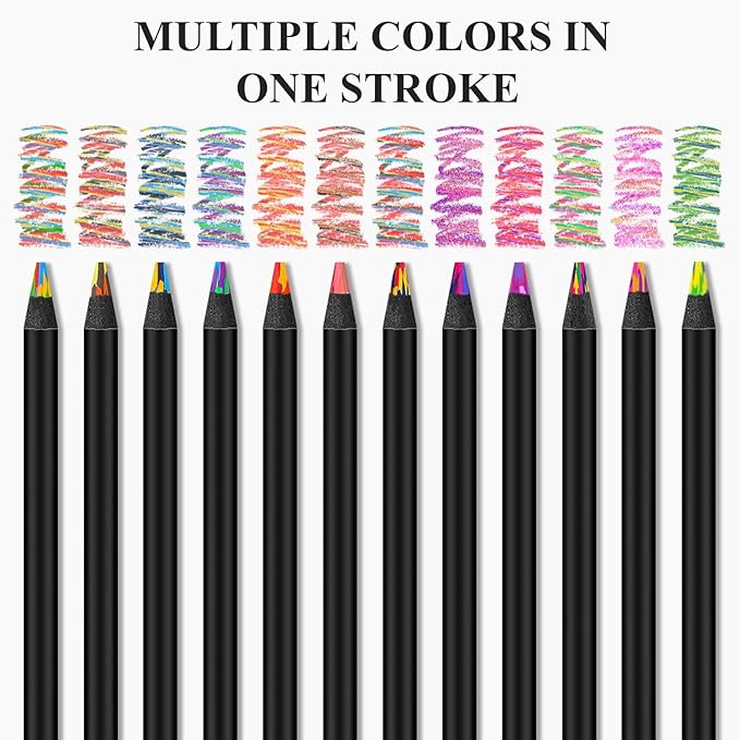 Stocking Stuffers,12-Color Rainbow Pencils Set- Multicolored Colored Pencils for Kids, Adults & Artists, Professional Art Supplies Pencils for Coloring Books, Sketching & Illustration.