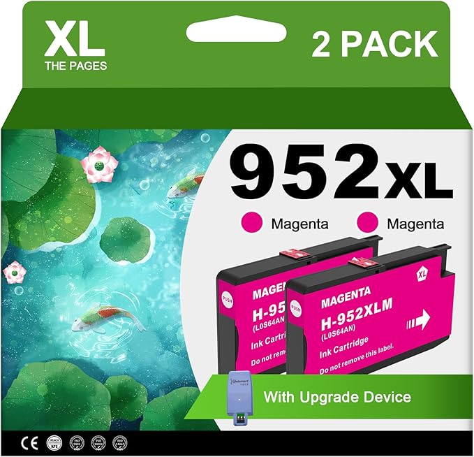 952XL Magenta Ink Cartridges with Upgrade Device Replacement for HP 952XL 952 XL for HP Officejet Pro 7740 8720 8710 8210 8715 8740 8702 8730 8725 Printers (952XL Magenta High-Yield 2 Packs)