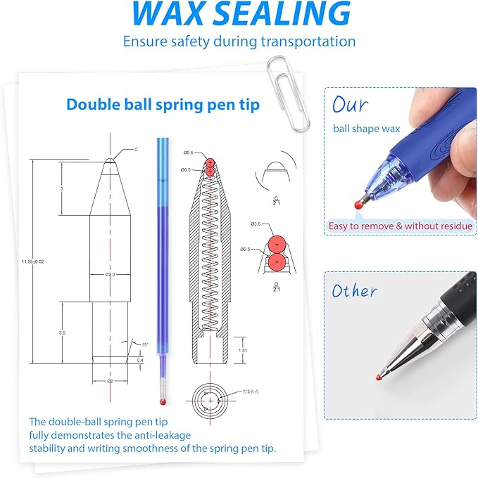 Erasable Pens 0.7mm - Black & Blue Gel Ink, Quick-Drying, Comfort Grip Writing Pens for School, Office, Exams - Gift Set for Students, Kids & Artists