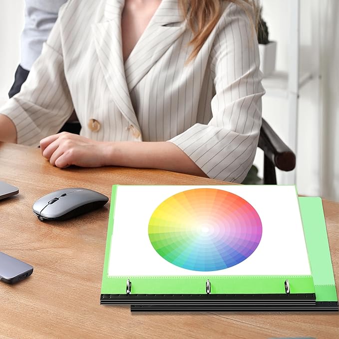 WOT I Telescoping Project Organizer 2-Pack, Refillable Binder with Dividers and Pockets, 13 Pocket Folders, 1 Inch 3 Ring Binder, Green