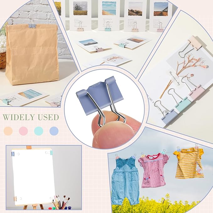 Jetec 500 Pieces 1 Inch Colorful Binder Clips Medium Paper Clamps Metal Paper Clips for Teachers Students Classroom Business Office and School Office Supplies