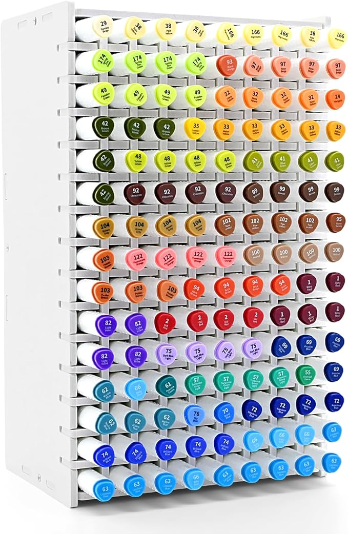 Marker Organizer, 135-Slot Marker Holder with Adjustable Dividers, Marker Storage Organizer for Desk, Home, Office, Craft Room, and Classroom