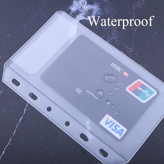 Antner 12PCS A7 Mini Binder Pockets 6-Hole No Zipper Budget Cash Envelopes Money Organizer for A7 6 Ring Binder Wallet, Clear Zipless Cash Stuffing Envelopes Planner Inserts Loose Leaf Filling Bags