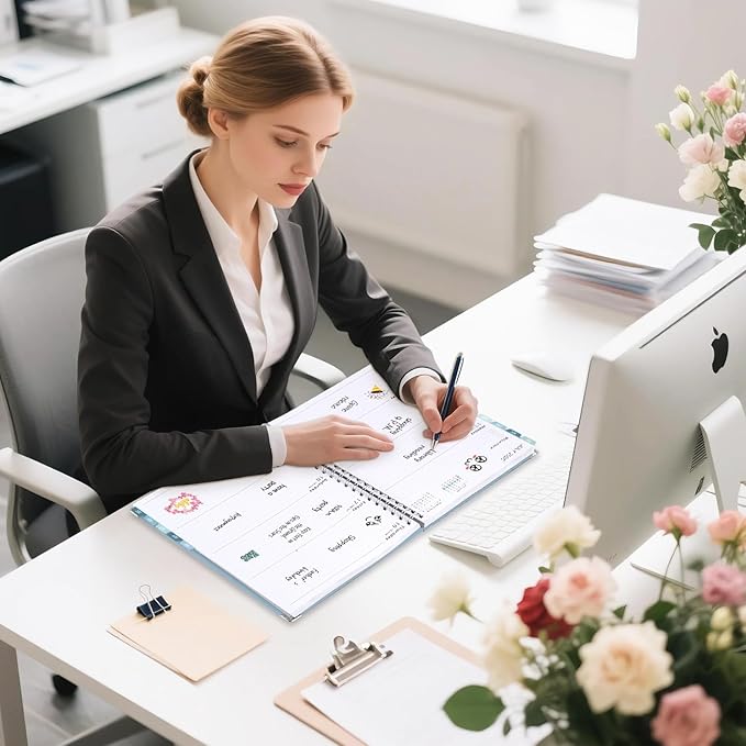 GuassLee Large 2026 Planner, Weekly and Monthly Planner from January 2026-December 2026, 8.5"x 11" Calendar Agenda Book with Back Pocket, Stickers for Home Office School Supplies, A4 Size, Sky Blue