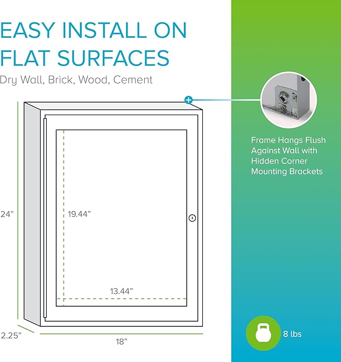 Ghent 24" x 36" 1-Door indoor Enclosed Recycled Rubber Bulletin Board, Shatter Resistant, with Lock, Satin Aluminum Frame,Confetti (PA121 1/2TR-CF),Made in the USA