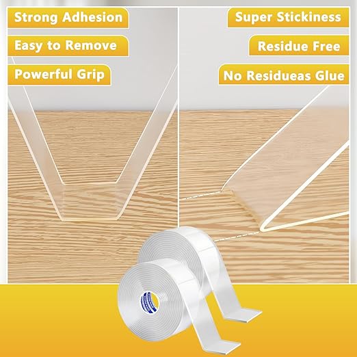 Heavy Duty Double Sided Nano Tape,9.84FT x 1.18in - Waterproof, Strong Adhesion, Clear, High Strength, No Residue Removability for Hanging, Wall Mounting, Home Decor, Adhesive for Shower