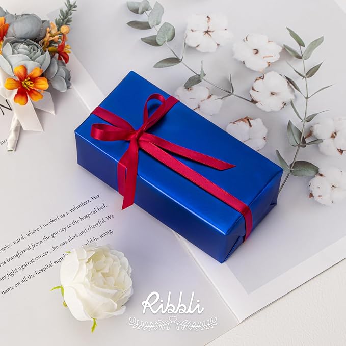 Ribbli Double Faced Red Satin Ribbon,1/4” x Continuous 25 Yards,Use for Bows Bouquet,Gift Wrapping,Floral Arrangement