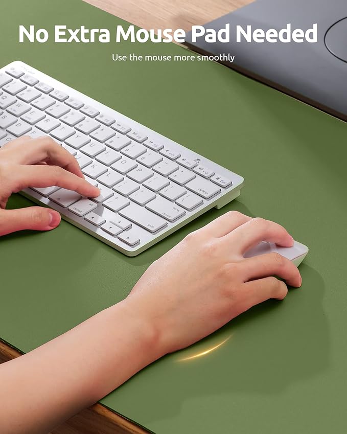 YSAGi Leather Desk Protector, Office Mat, Large Mouse Pad, Non-Slip PU Leather Blotter, Laptop Desk, Waterproof Writing Pad for Office and Home (Green, 31.5" x 15.8")