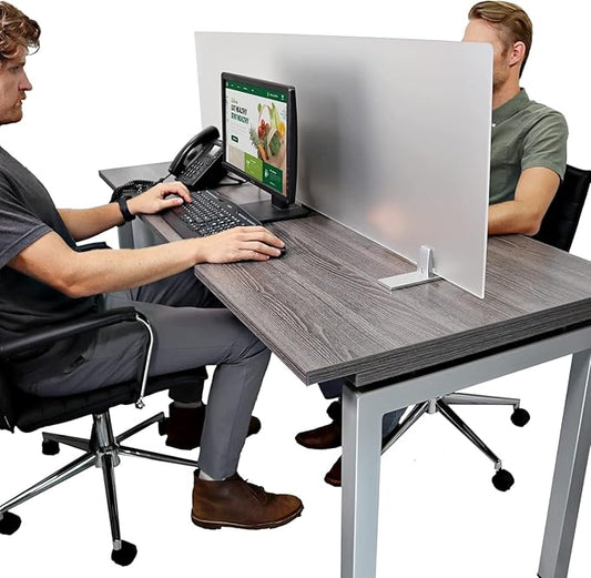 OBEX Acrylic Free Standing Screen, Divider for Desk Privacy Home & Office Partitions for Table Top Workstation, Portable Cubicle Panel for Work, 18" x 48", Frosted