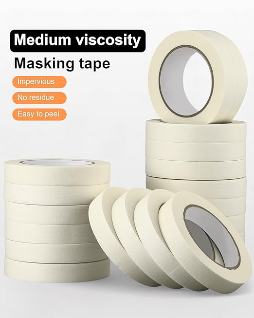 Leelosp 20 Rolls Masking Tape Bulk General Purpose Masking Tape Paint Craft Painter Artist Multi Use School Classroom Supplies, 0.75 Inch x 55 Yards, 1375 Yards Total (Beige)