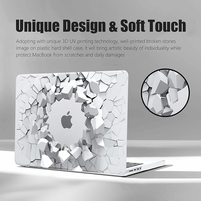 DTangLsm Compatible for 2025 MacBook Air 13 inch Case 2024 2023 2022 M4 M3 M2 A3240 A3113 A2681 with Touch ID, Clear Slim Plastic Hard Shell Case&Keyboard Skin for MacBook Air 13.6 M2 Cover,3D Gravels