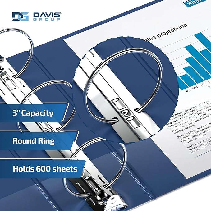 Premium Economy 6-Pack 3-Ring Binders for School or Office, Round-Ring Binders, 3 Inch, Royal Blue