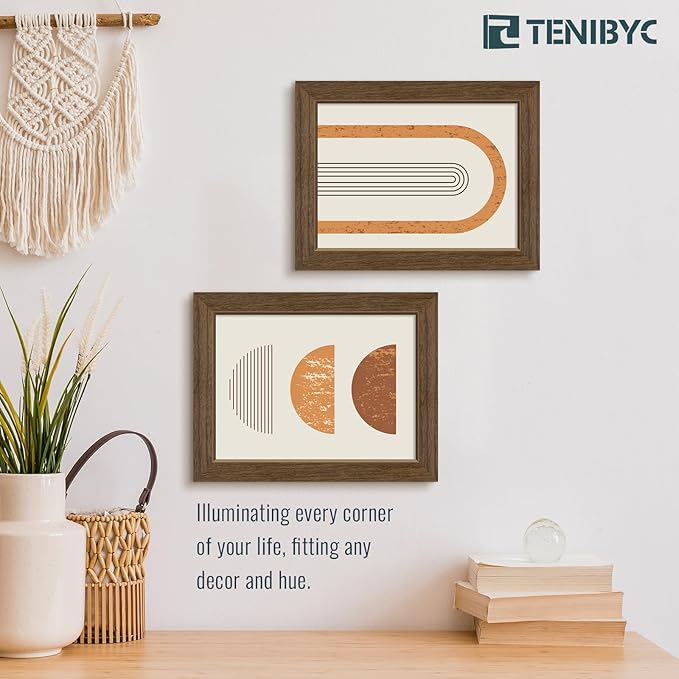 8x10 Picture Frame Set - 3 Pack, Brown Woodgrain, Wood Photo Frame, HD Tempered Glass, Gallery Photo Frame, Table or Wall Display